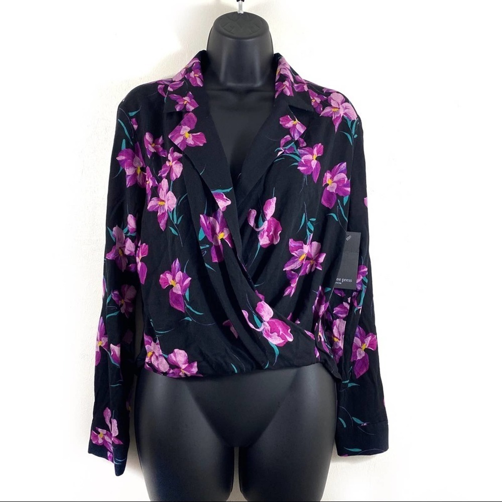 Free Press Notch Collar Surplice Long Sleeve Top - Picture 3 of 11